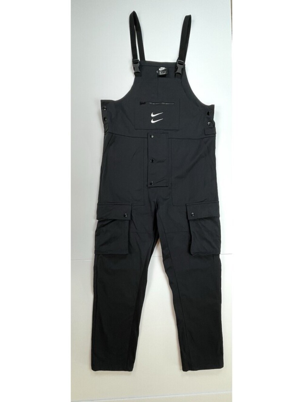 NIKE Sportswear Swoosh Men's Cargo Overalls Black Utility Bibs M CU3896-010